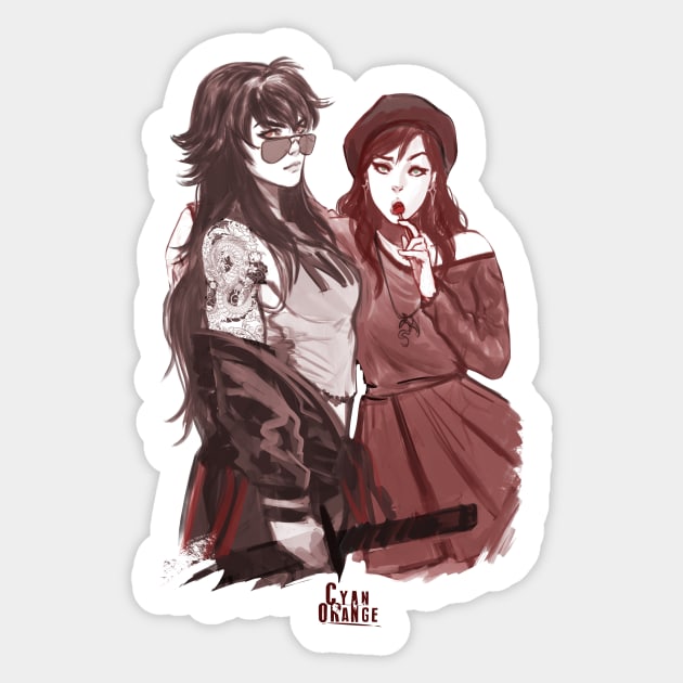 Nirvana & Raja - Sketch Edition Sticker by Cyan-Orange